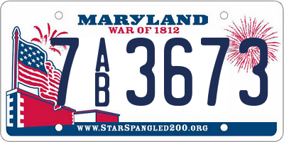 MD license plate 7AB3673