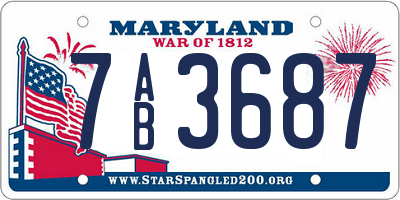 MD license plate 7AB3687