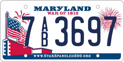 MD license plate 7AB3697