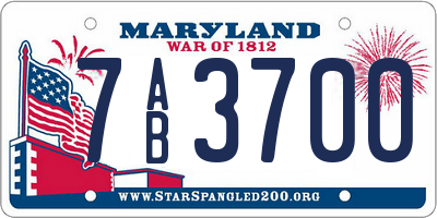 MD license plate 7AB3700