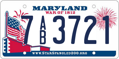 MD license plate 7AB3721