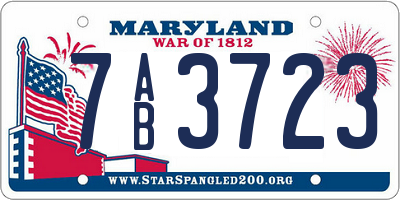 MD license plate 7AB3723