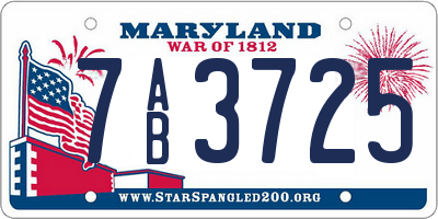 MD license plate 7AB3725