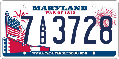 MD license plate 7AB3728