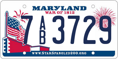 MD license plate 7AB3729