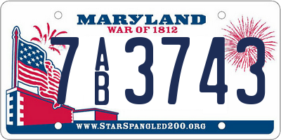 MD license plate 7AB3743
