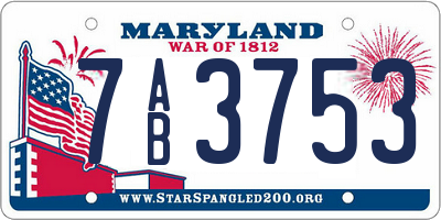 MD license plate 7AB3753