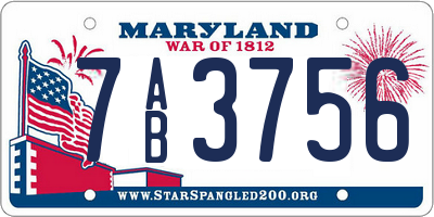 MD license plate 7AB3756