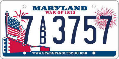 MD license plate 7AB3757
