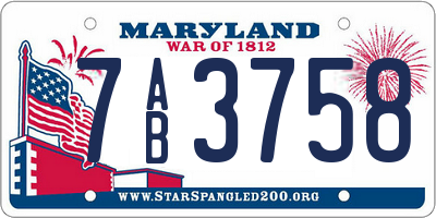 MD license plate 7AB3758