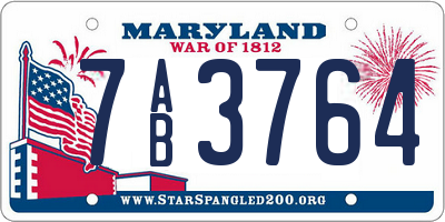 MD license plate 7AB3764