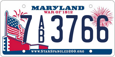 MD license plate 7AB3766