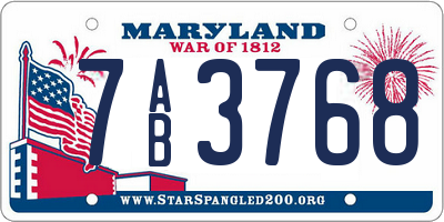 MD license plate 7AB3768