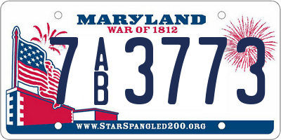 MD license plate 7AB3773
