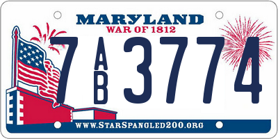 MD license plate 7AB3774