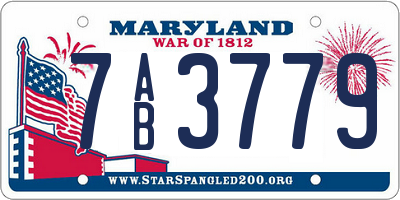 MD license plate 7AB3779