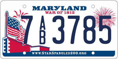 MD license plate 7AB3785