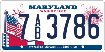 MD license plate 7AB3786