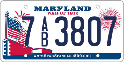 MD license plate 7AB3807