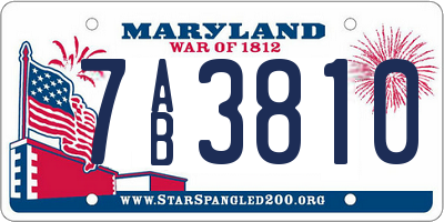 MD license plate 7AB3810