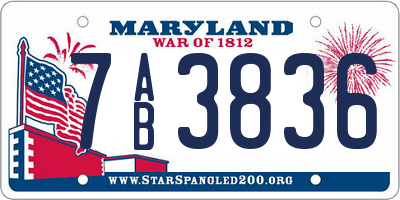 MD license plate 7AB3836