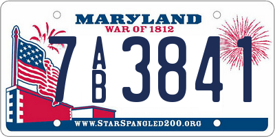 MD license plate 7AB3841