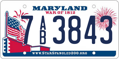 MD license plate 7AB3843