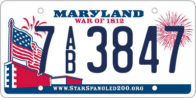 MD license plate 7AB3847