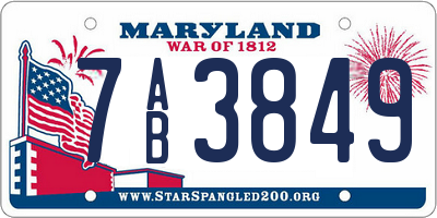 MD license plate 7AB3849