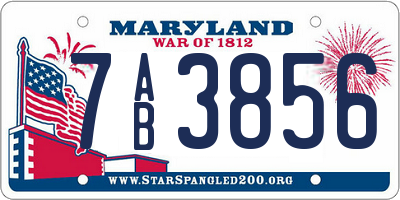MD license plate 7AB3856