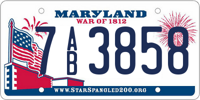 MD license plate 7AB3858