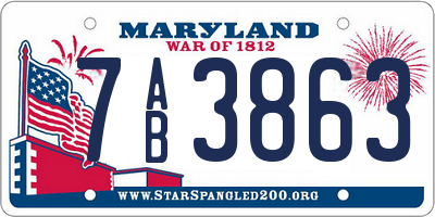 MD license plate 7AB3863