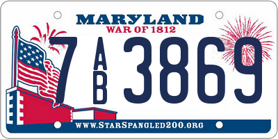 MD license plate 7AB3869