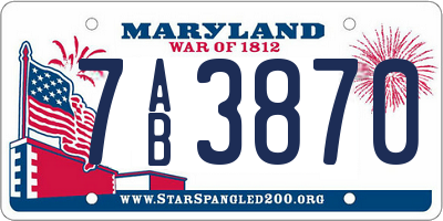 MD license plate 7AB3870