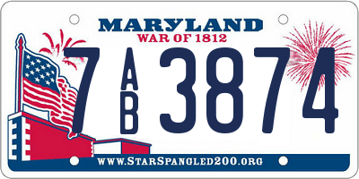MD license plate 7AB3874