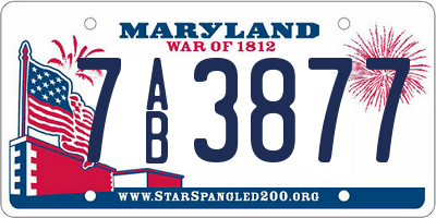MD license plate 7AB3877