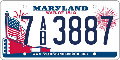 MD license plate 7AB3887