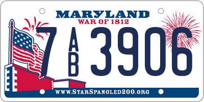 MD license plate 7AB3906