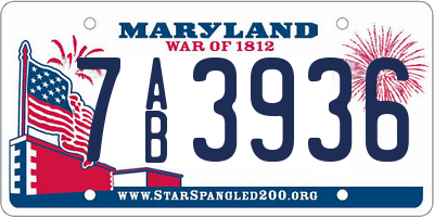 MD license plate 7AB3936