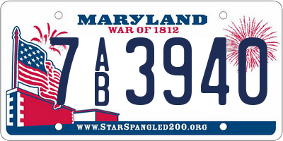 MD license plate 7AB3940