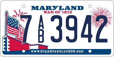MD license plate 7AB3942