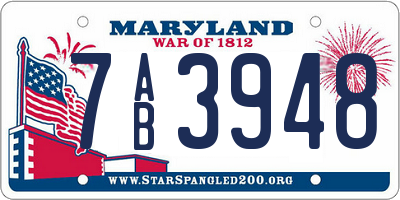 MD license plate 7AB3948