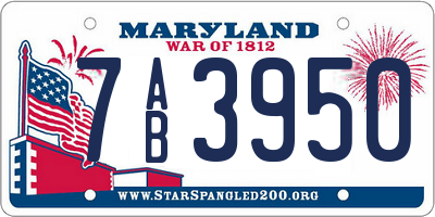MD license plate 7AB3950