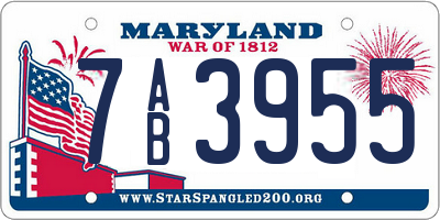 MD license plate 7AB3955