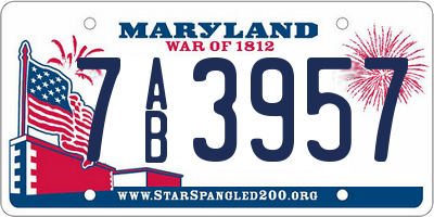 MD license plate 7AB3957