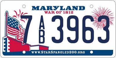 MD license plate 7AB3963