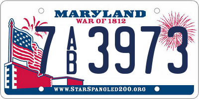MD license plate 7AB3973