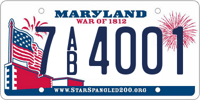 MD license plate 7AB4001