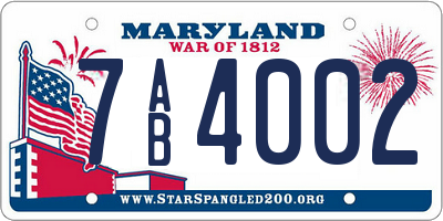 MD license plate 7AB4002