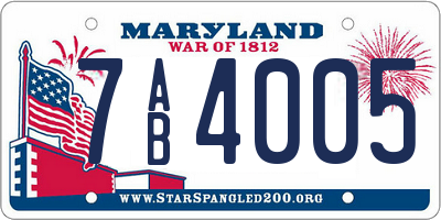 MD license plate 7AB4005